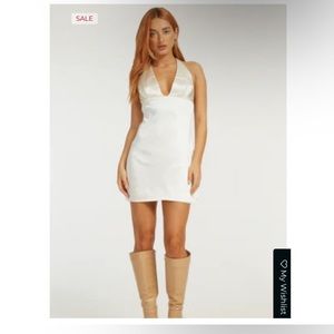 MOTEL SILK HALTER DRESS